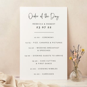 Wedding Order of the Day Sign - Wedding Timeline Sign - Order of Events Sign - Large Order of Service Sign - Modern Script Wedding Sign