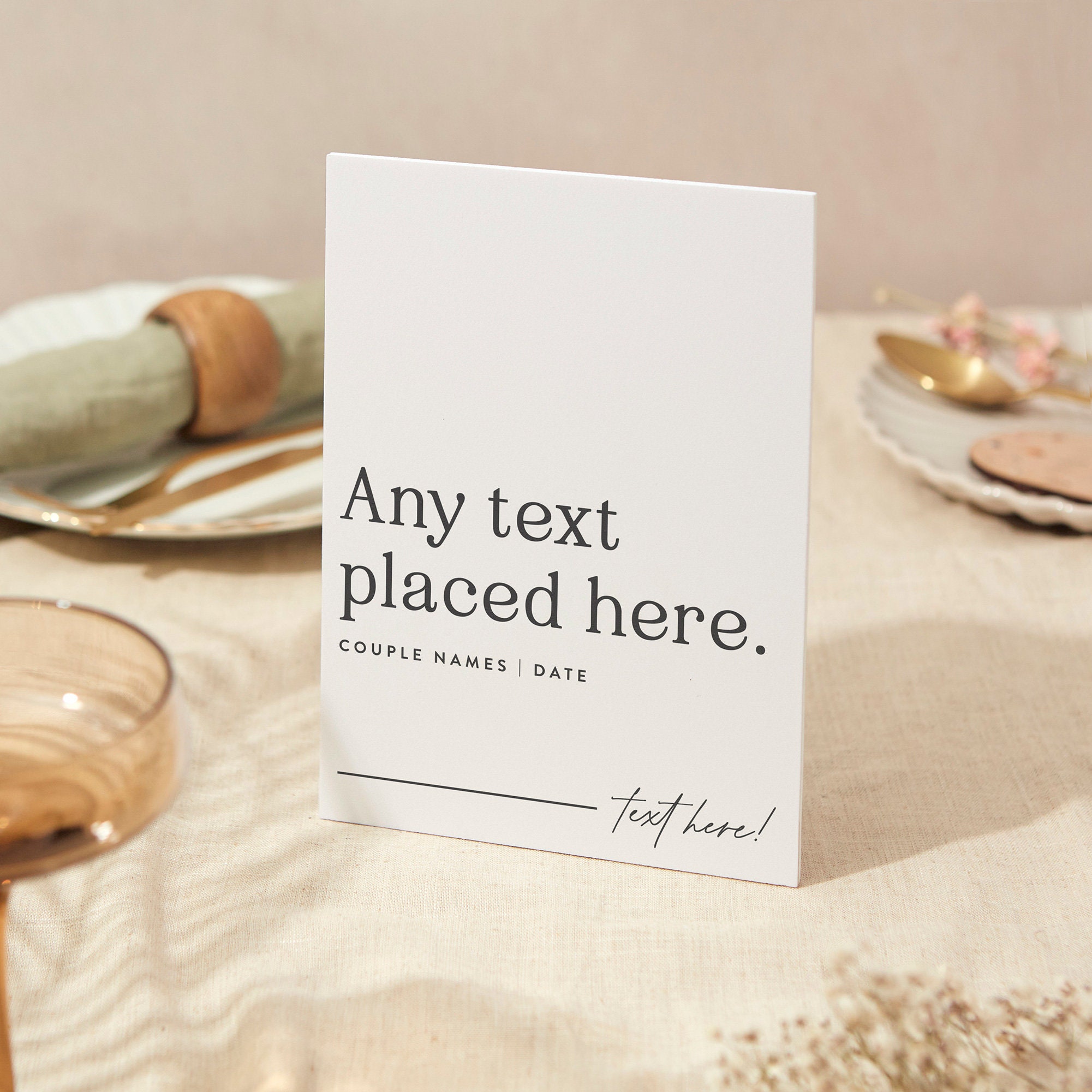 Custom Any Text Sign | Wedding A4 Sturdy Foamex Modern Serif