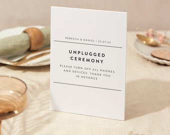 Unplugged Ceremony Sign | Wedding Sign | A4 Sturdy Foamex Sign | Simple Modern Layout