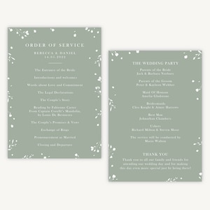 Wedding Order of Service - Wedding Ceremony Order of the Day - Wedding Program Order of Service Sheet - Wedding Stationery Sage Wildflower