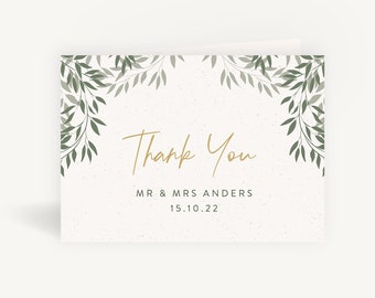 Botanical Rustic Wedding Thank You Card Folded