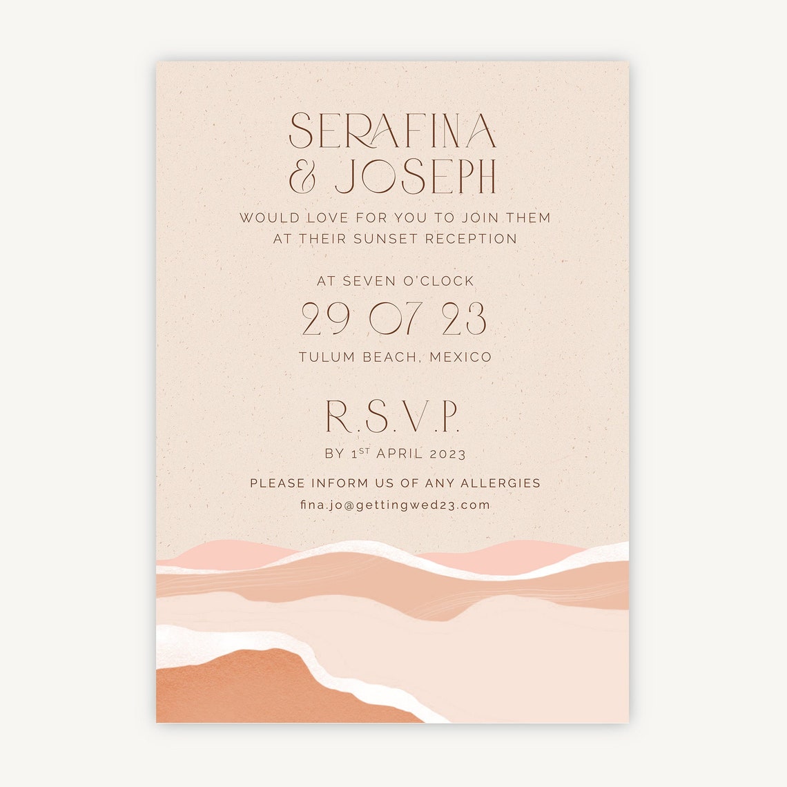Palm Beach Wedding Reception Invitations - Sunset Beach Evening Invites ...