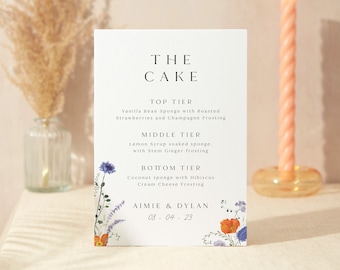 Wedding Cake Sign | Wedding Sign | A4 Sturdy Foamex Sign | Pressed Wildflowers