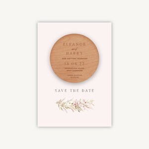"Retenez cette date" pour mariage - "Retenez cette date" aimanté en bois gravé - Cerceau "Retenez cette date" avec fleurs séchées