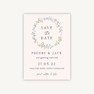 Hochzeit Save The Date Karte - Save the Date - Frühling Sommer Hochzeit Save the Date - Wildblumenkranz