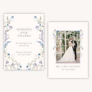 Biglietto di ringraziamento per matrimonio con foto floreale Regency