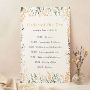 Wedding Order of the Day Sign - Wedding Timeline Sign - Order of Events Sign - Large Order of Service Sign - Summer Meadow Wedding Sign
