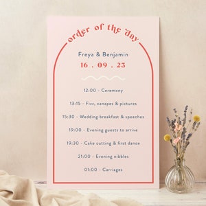Wedding Order of the Day Sign - Wedding Timeline Sign - Order of Events Sign - Large Order of Service Sign - Retro Revival Wedding Sign