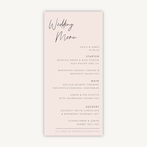 Wedding Menu Cards - Printed Wedding Menus - Wedding Breakfast Dinner Cards - Wedding Reception Menu - Wedding Table - Minimal Script