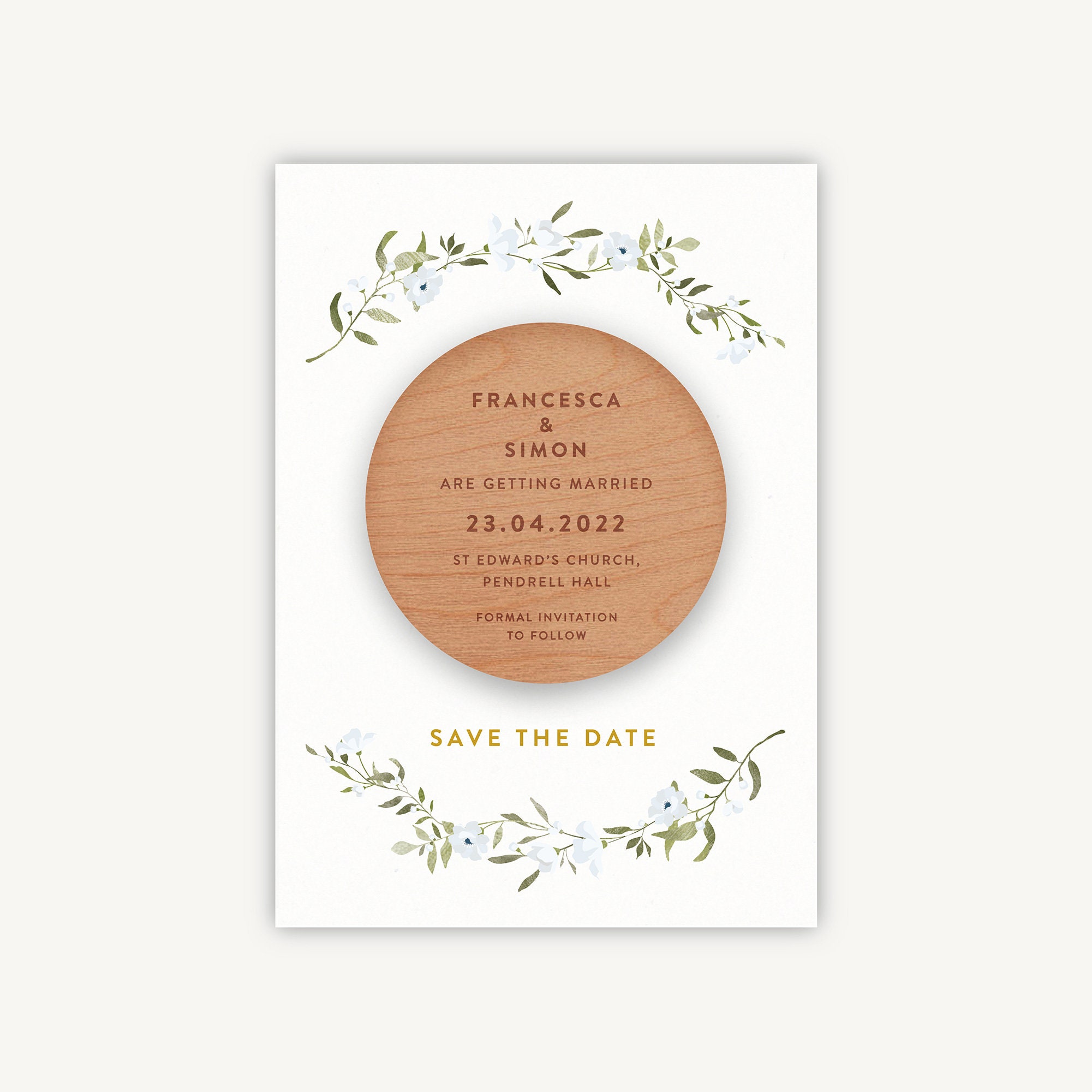 Save The Date, Magnet Spring Flowers, Wedding, Botanical Blue Green