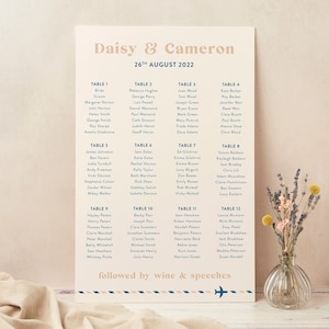 Wedding Table Plan, Seating Chart, Muted Travel
