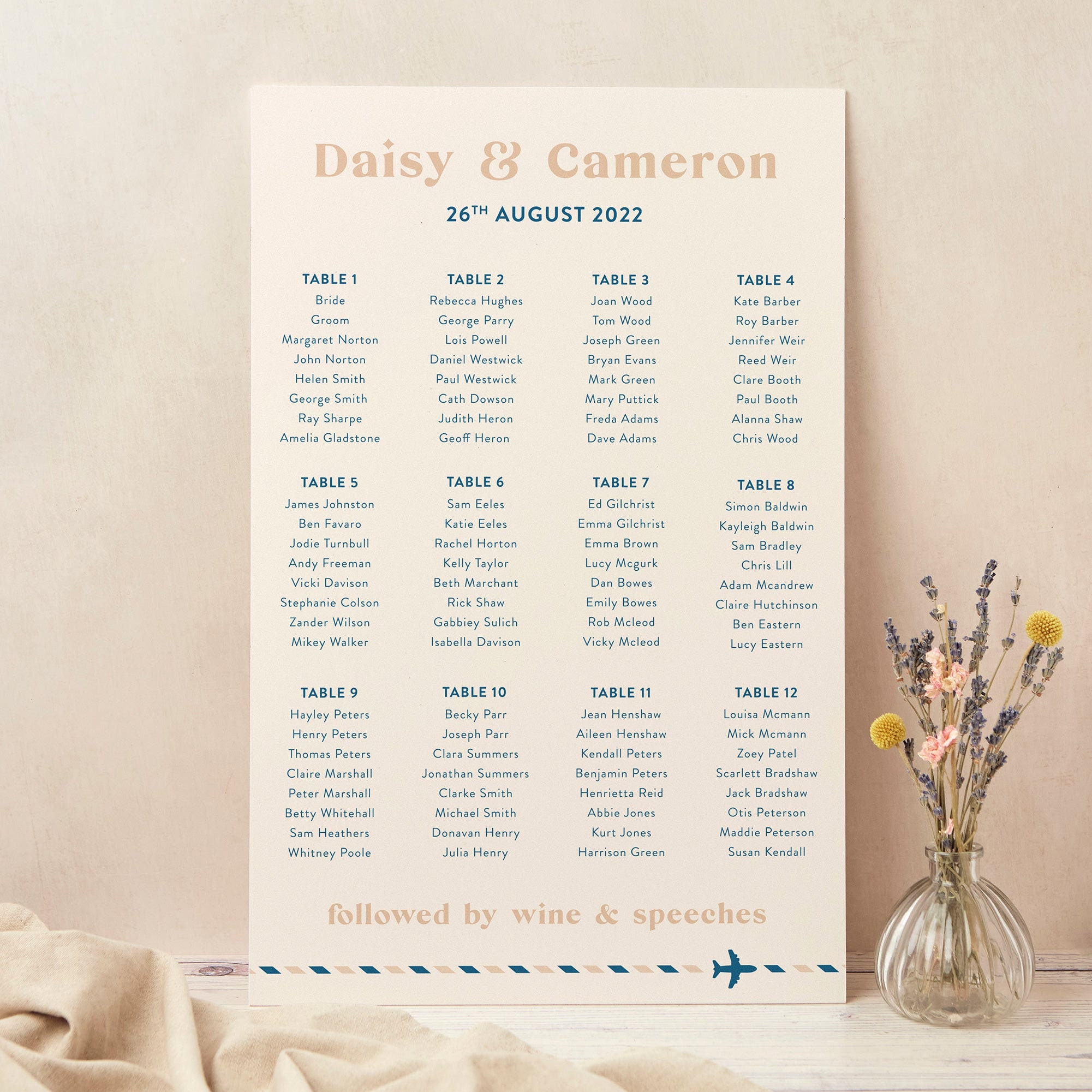Wedding Table Plan, Seating Chart, Muted Travel