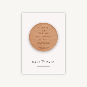 Wedding Save the Date Magnet - Wooden Engraved Save the Dates - Modern Wedding - Minimal Script