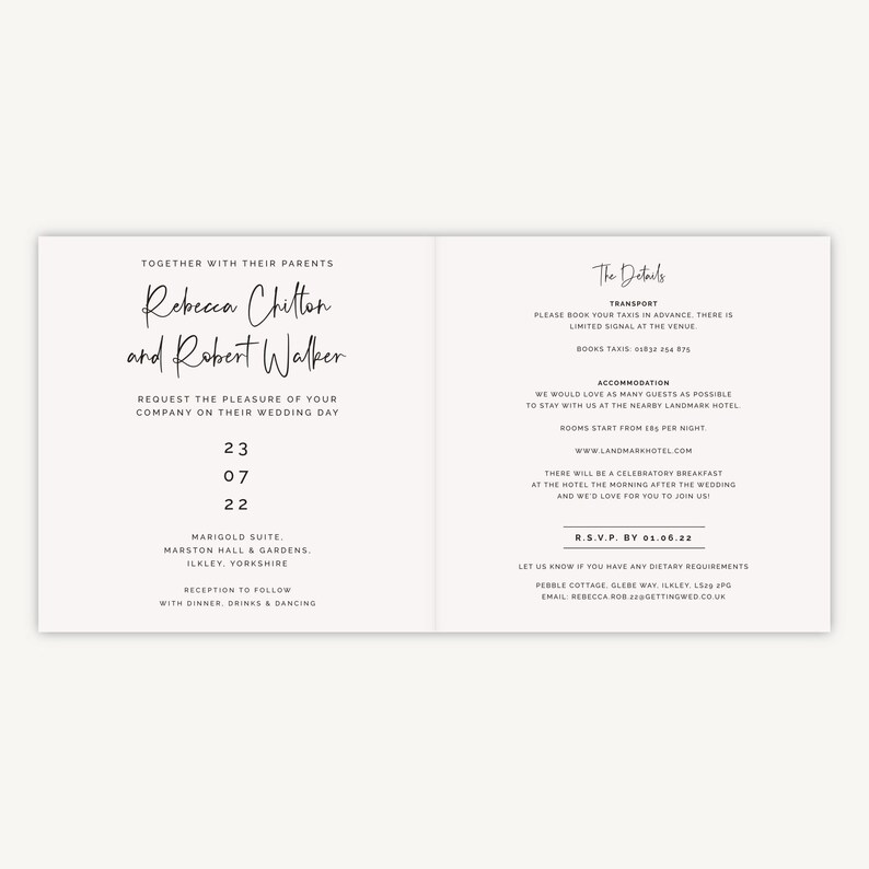 Modern Script Folded Wedding Invitation image 2