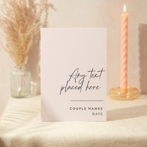Benutzerdefinierte jedes Textzeichen | Hochzeit Zeichen | A4 Robustes Foamex Schild | Minimale Schrift