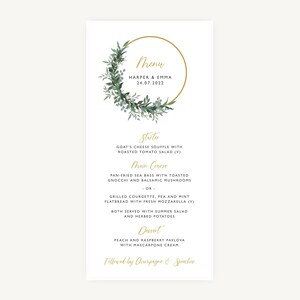 Wedding Menu Cards - Printed Wedding Menus - Wedding Breakfast Dinner Cards - Wedding Reception Menu - Wedding Table - Foliage Hoop