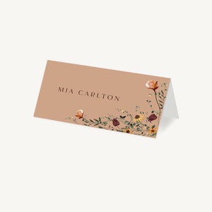 Marque-place pour mariage - carte de visite de mariage - couvert personnalisé - fleurs sauvages d'automne