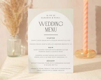 Wedding Menu Sign | Wedding Sign | A4 Sturdy Foamex Sign | Minimalist Arch