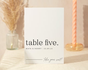 Table Number Sign - Wedding Table Numbers Signs - Wedding Tables Signs - Wedding Signage - A5 Sturdy Foamex Sign - Modern Serif