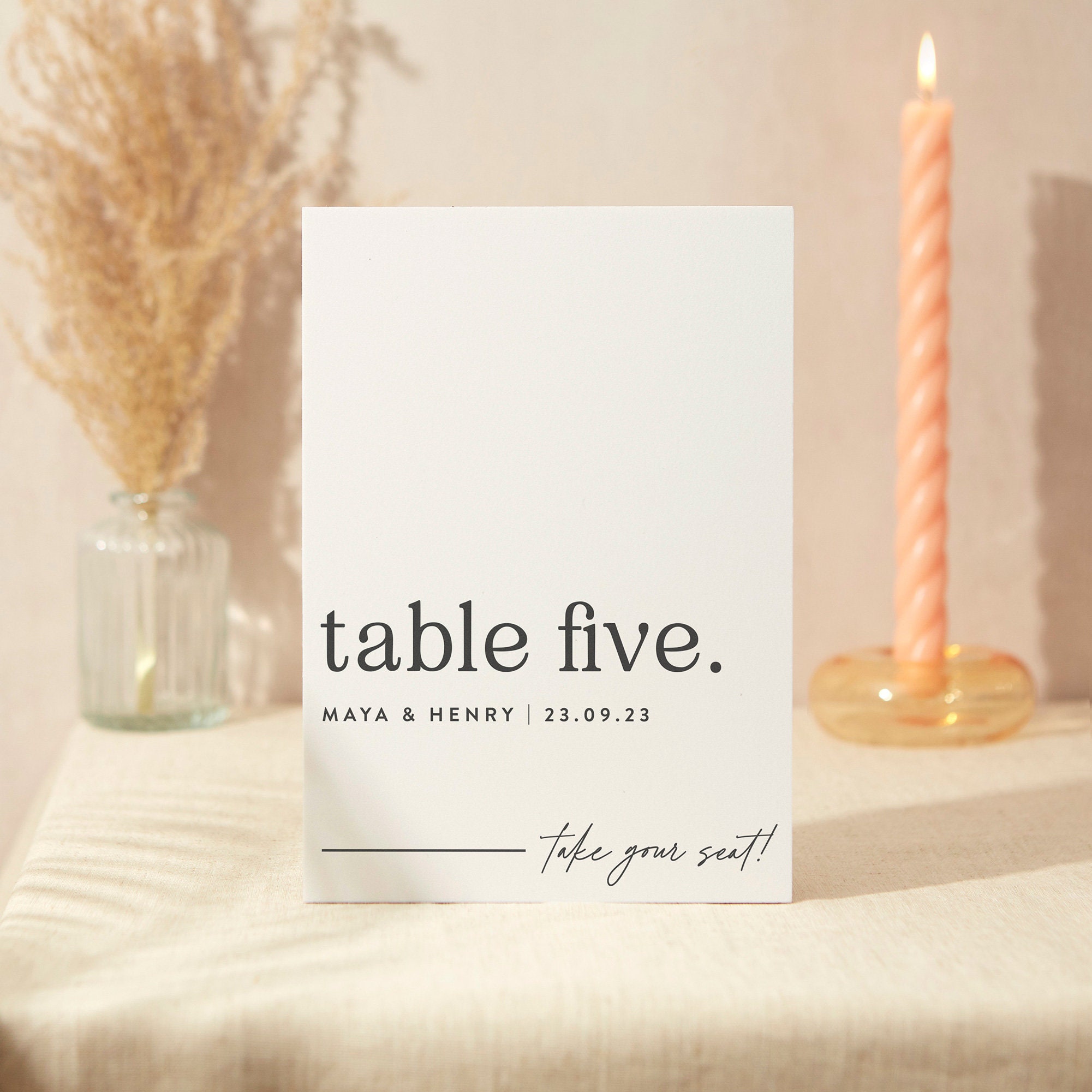 Table Number Sign | Wedding A5 Sturdy Foamex Modern Serif