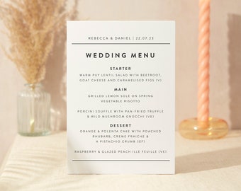 Wedding Menu Sign | Wedding Sign | A4 Sturdy Foamex Sign | Simple Modern Layout