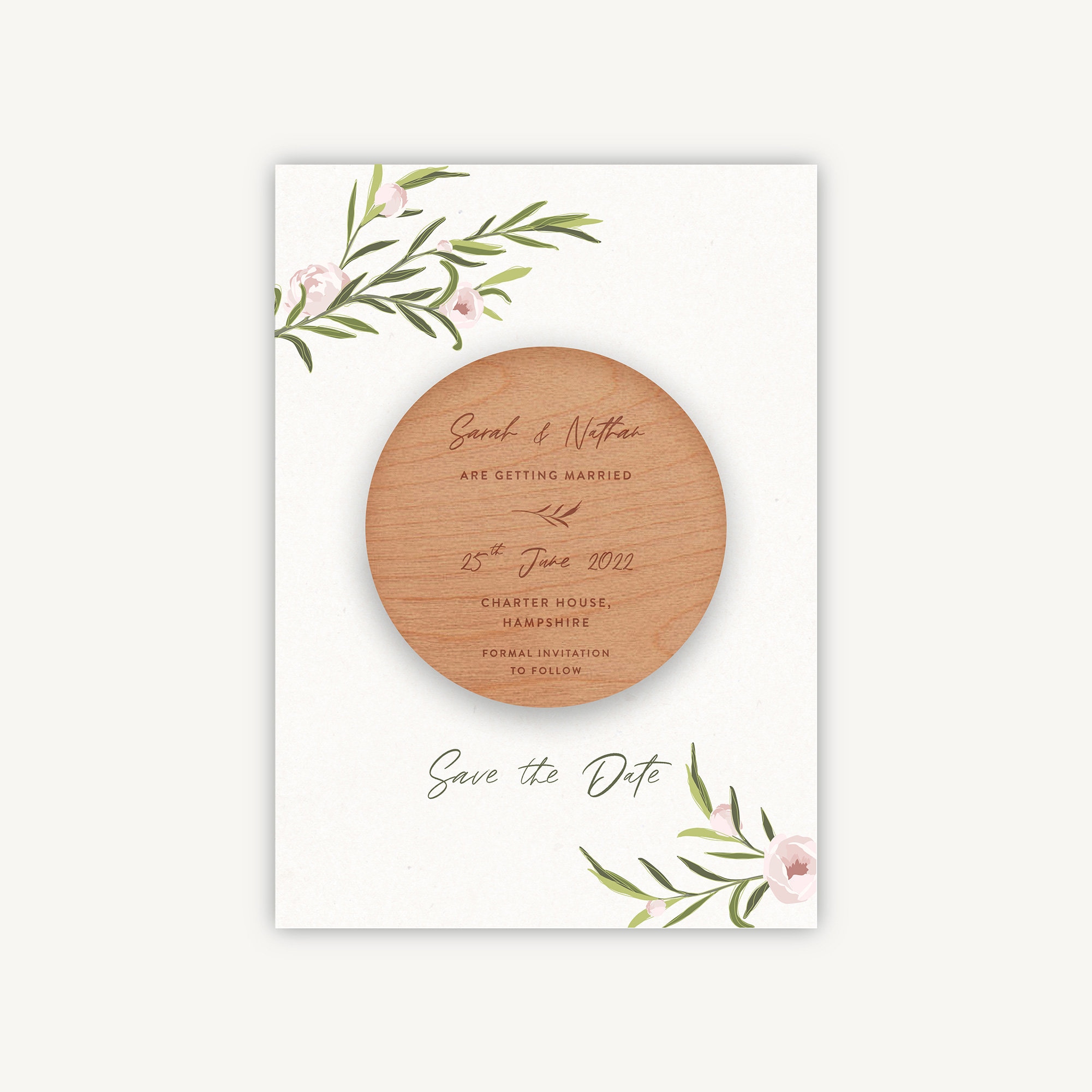 Save The Date, Magnet Blush Peony, Pretty Pink Spring Summer Wedding