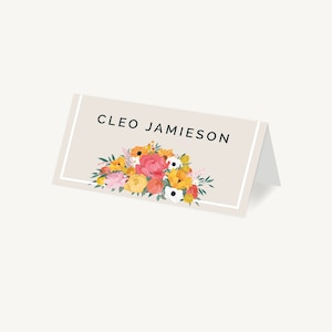 Wedding Place Cards - Personalised Place Setting - Wedding Place Card - Wedding Breakfast Table Cards - Wedding Seating - Bright Flowers