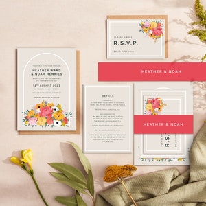 Bright Flowers Wedding Invitation