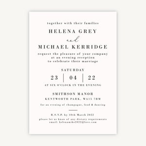 Custom Evening Wedding Invitations - Wedding Reception Invites - Simple Script Wedding Invitation