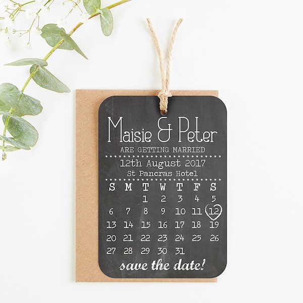 Tafel-Kalender speichern das Datum, Save the Date-Karten die Daten