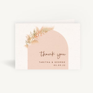 Biglietto di ringraziamento per matrimonio moderno Boho piegato