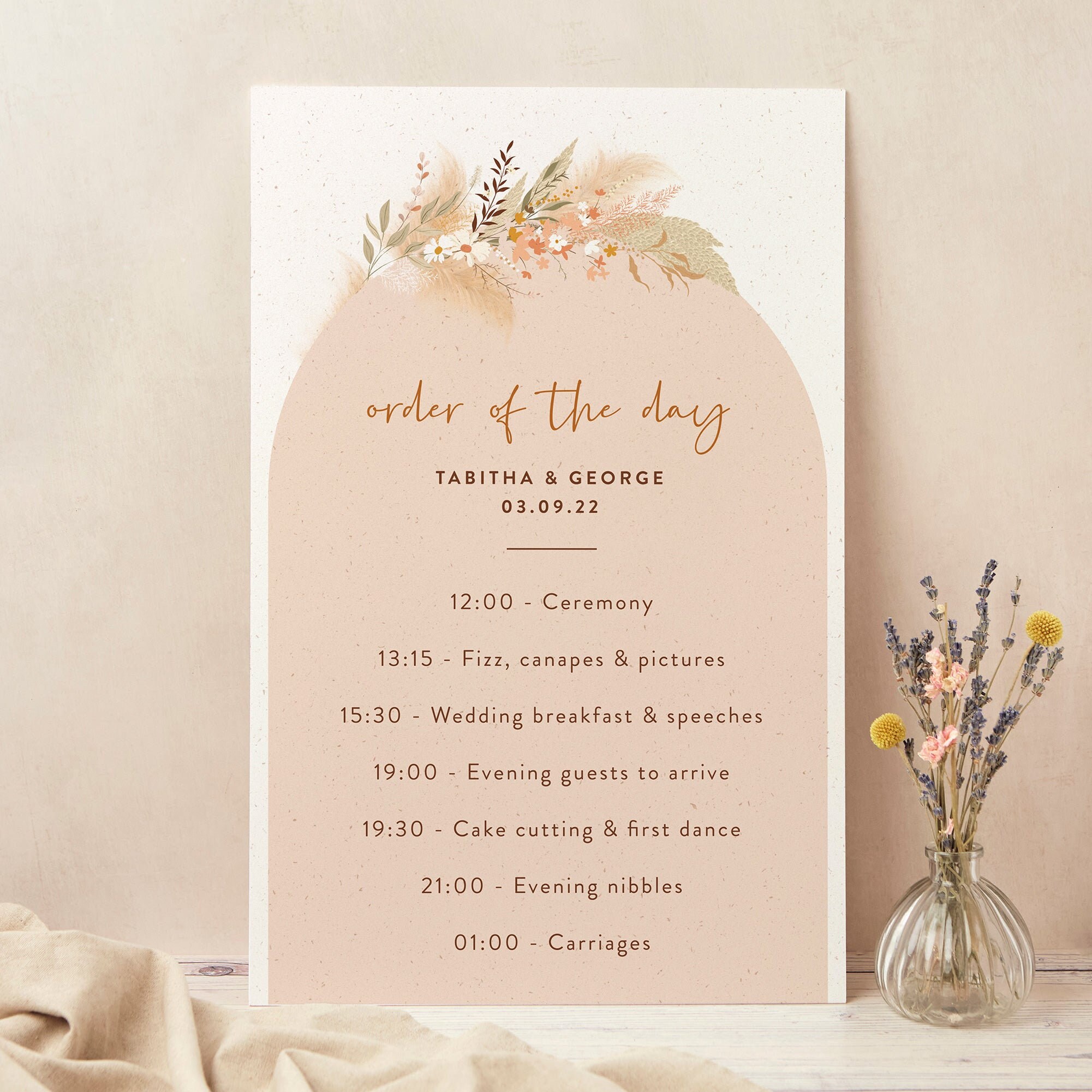 Modern Boho Wedding Order Of The Day Sign