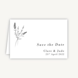 Biglietto Save The Date per matrimonio - Save the Date piegato - Salva la data per matrimonio moderno e minimalista - Semplice floreale