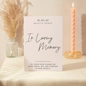 In liebevoller Erinnerung | Hochzeit Zeichen | A5 Stabiles Foamex Schild | Moderne Minimal Schrift