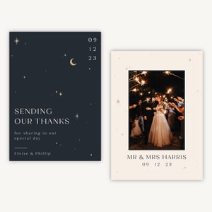 Himmlische Nachthimmel Hochzeit Dankeskarte