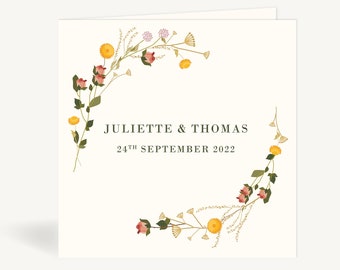 Rustic Wildflowers Folded Wedding Invitation