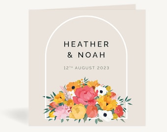 Bright Flowers Folded Wedding Invitation