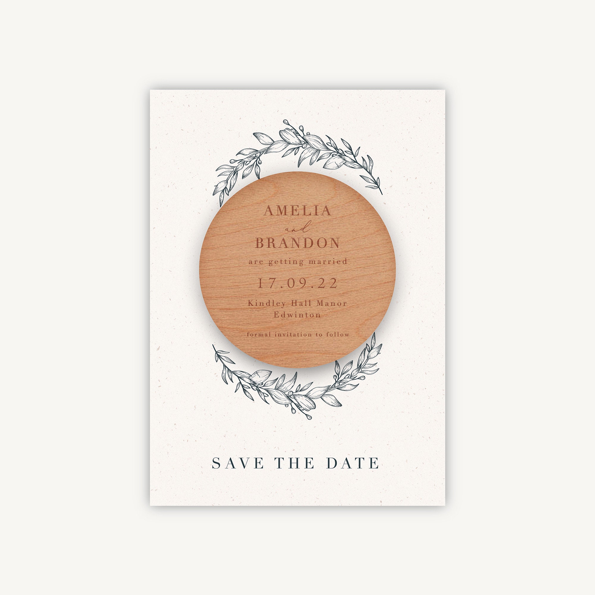 Save The Date, Magnet Foliage Monogram, Wedding