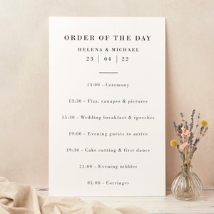 Wedding Order of the Day Sign - Wedding Timeline Sign - Order of Events Sign - Large Order of Service Sign - Simple Script Wedding Sign