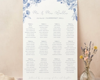 Wedding Table Plan, Seating Chart, Farmhouse Blue