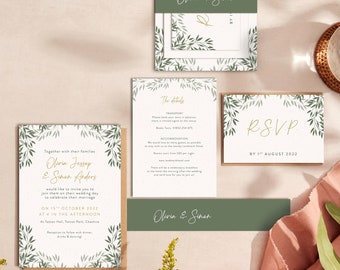 Botanical Rustic Wedding Invitation