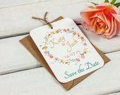 Floral save-the-date - gem pearl peach gold coral