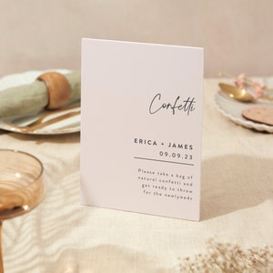 Konfetti Zeichen | Hochzeit Zeichen | A4 Robustes Foamex Schild | Moderne Minimal Schrift