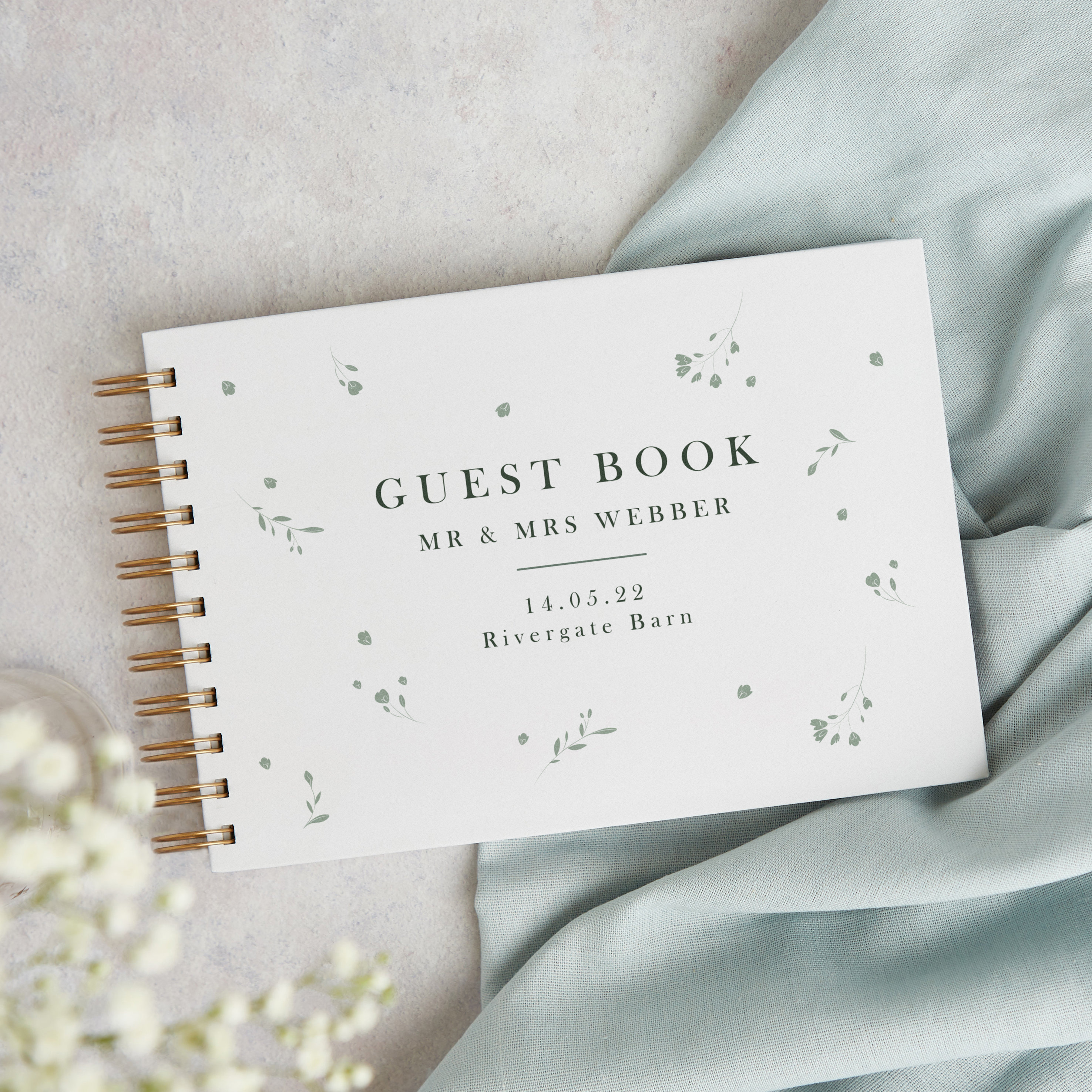 Sage Wildflower Wedding Guest Book