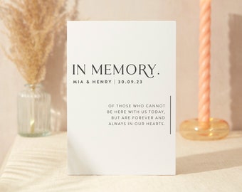 In Loving Memory Sign | Wedding Sign | A5 Sturdy Foamex Sign | Minimal Layout