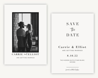 Photo Save the Date Card – Modern Script Wedding Announcement