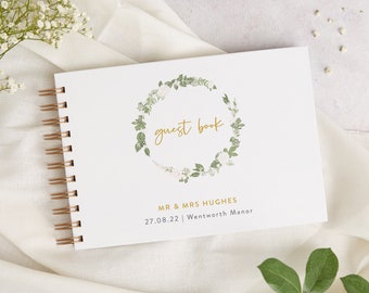 White Floral Wedding Guest Book