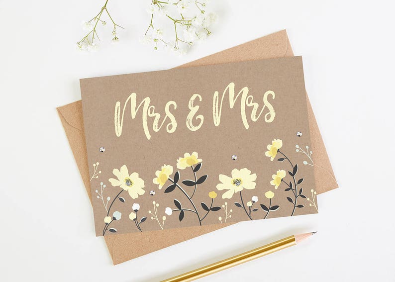 Mrs and Mrs Wedding Day Card