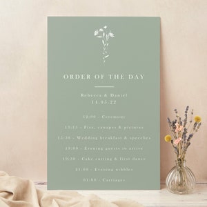 Salbei Wildblumen Hochzeit Order of the Day Zeichen