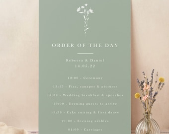 Sage Wildflower Wedding Order of the Day Sign